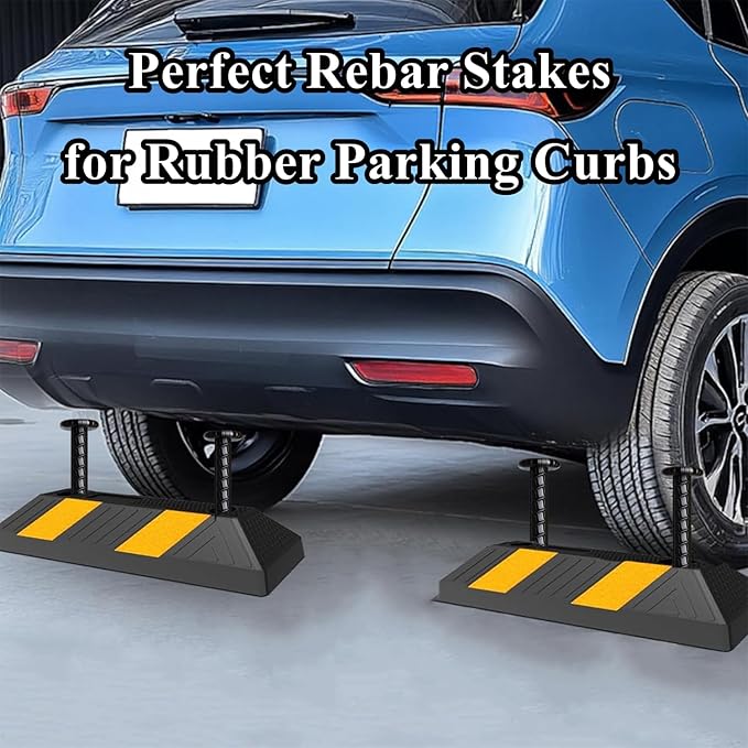 16 Inch Rebar Stakes 10 Pack Heavy Duty Ground Anchors 1/2 Inch Diameter Galvanized Steel Asphalt Anchoring Metal Spikes for Speed Bump Parking Curb and Camping Tent