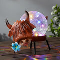Solar Lights Outdoor Highland Cow Decor with Crackle Glass Globe Lights - Cute Metal Cow Decor for Yard Lawn Patio Porch Pathway Tabletop Housewarming Gifts for Mom Women