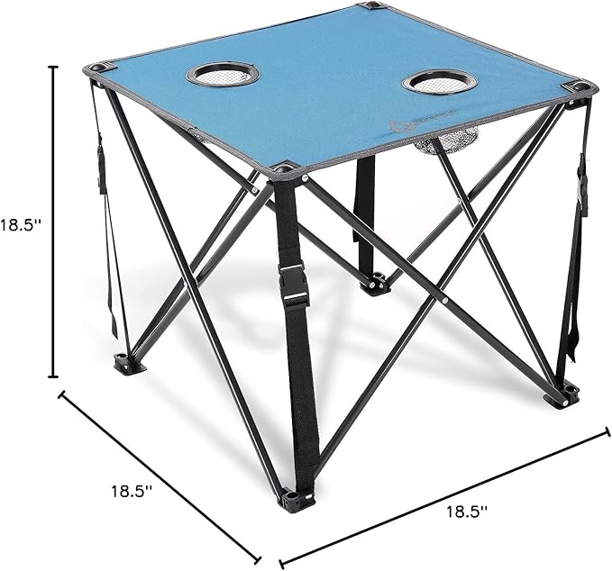 ARROWHEAD OUTDOOR 26” (66cm) Portable Camping Folding Table 2 Cup Holders Square Carrying Case Steel Frame High-Grade 600D Canvas