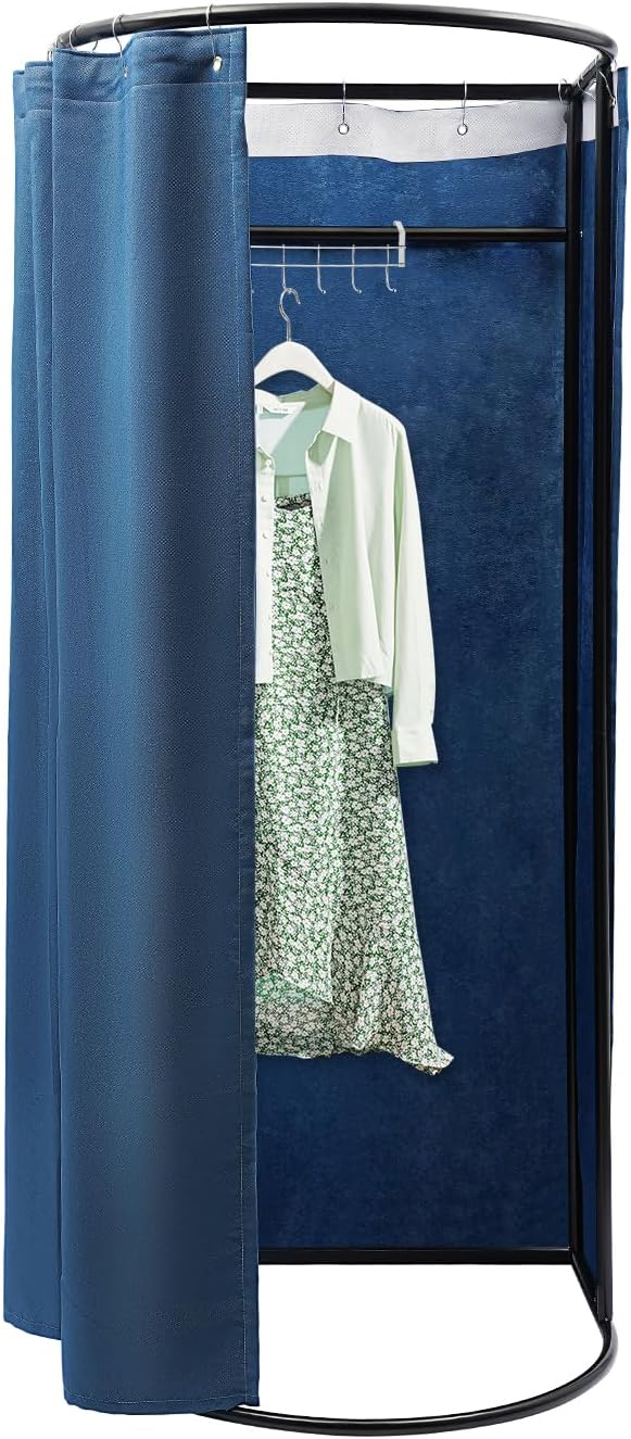 Portable Fitting Room Changing Booth 78.7 High Privacy Pop-Up Tent with Curtain 66lbs Capacity for Retail Events Beach Camping Photography Studio (Blue)