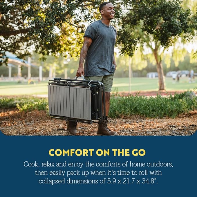 GCI OUTDOOR Master Cook Station | Portable Folding Kitchen Table with Soft Shell Sink Heat Resistant Tabletop &amp Telescoping Lanter Pole Perfect for Camping Trips