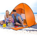 Pop Up Beach Tent Sun Shade Shelter Anti-UV Automatic Beach Tent Canopy for 2-3 People with Net Window Carry Bag for Park Camping (Orange)