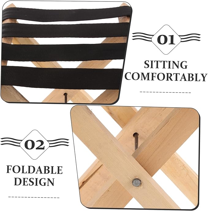 STOBAZA Small Folding Stool Multi-Purpose Portable Chair for Camping Picnic Beach Sturdy