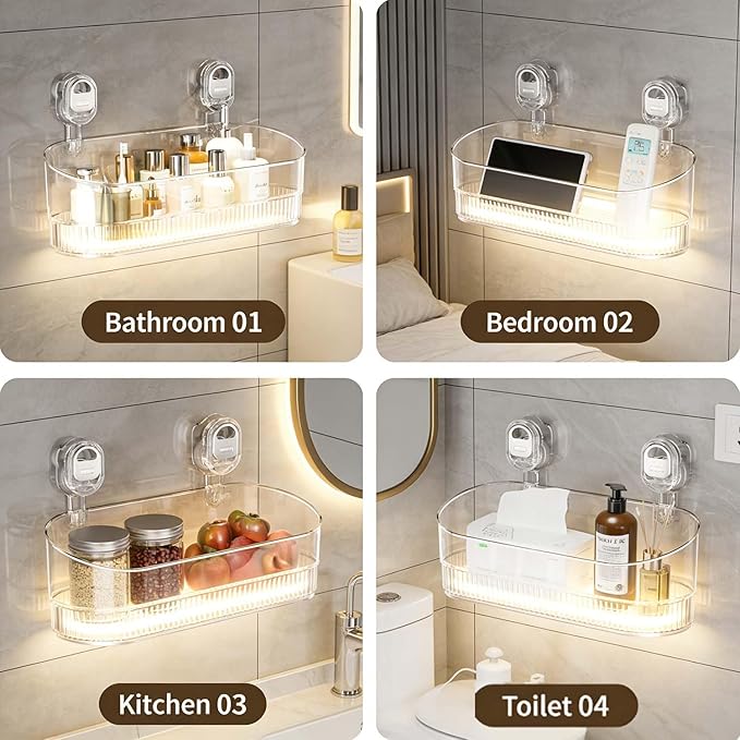 No Drill Bathroom Drain Rack 2026 New No-Drill Bathroom Suction Storage Box – Large Capacity &amp Strong Load-Bearing With Drain Holes For Shower Kitchen Organizer (Gold 2pc)