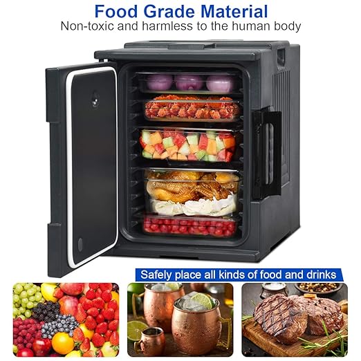 Giantex Insulated Food Pan Carrier 3PCS 95 Quart Front Loading Food Container for 6 Full Size Pans Portable Food Warmer Box with Handles for Storage Catering Parties Buffet Gray