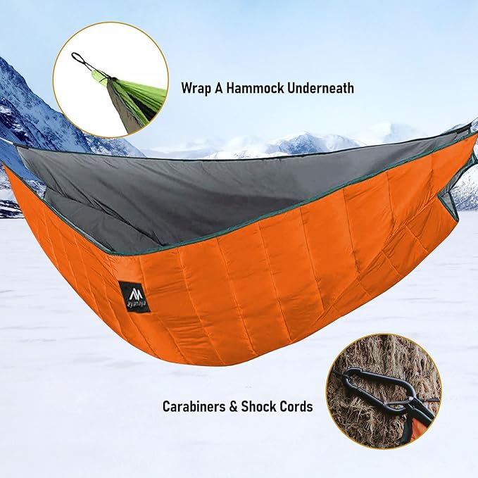 AYAMAYA Single &amp Double Hammock Underquilt Full Length Big Size Under Quilts for Hammocks Camping Backpacking Essential Winter Cold Weather Warm UQ Blanket Bottom Insulation