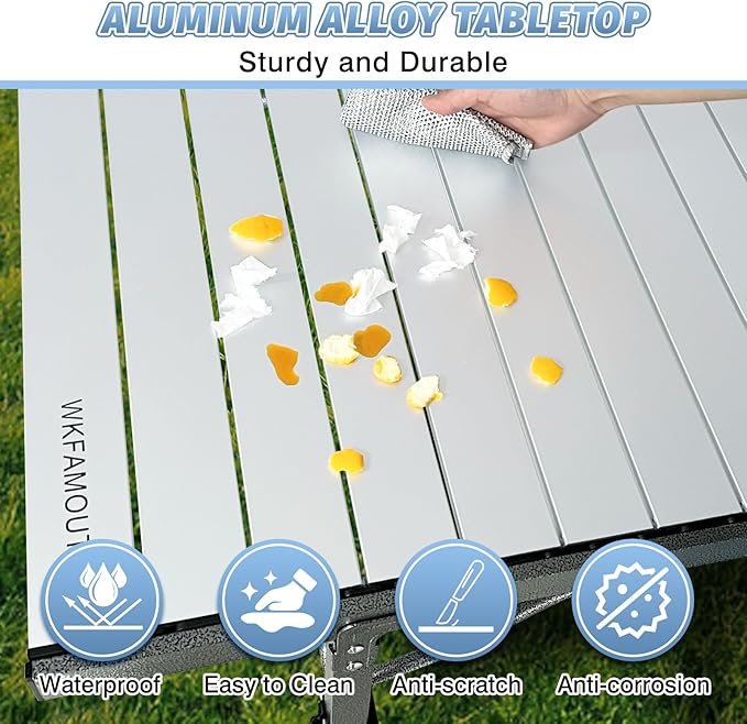 29.9 Tall Folding Camping Table for 2-6 Person 54.7 Large Aluminum Foldable Table Outdoor with Carry Bag