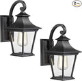 Emliviar Outdoor Wall Lights 2 Pack - Exterior Porch Lights Wall Mount in Black Finish with Clear Glass XE219B-2PK BK