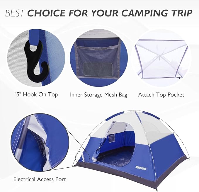 Camping Tent Waterproof 2/3/4 Person Tents for Camping Lightweight Easy Set Up Outdoor Hiking Tent Backpacking Tent with Carry Bag Backpack Tent Suit for Family Beach Hiking Travel