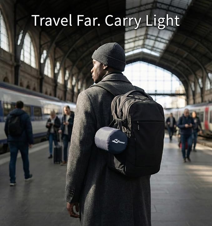 Litume Travel Camping Blanket Lightweight and Breathable 67 x 48 in Soft Airplane Flight Blanket for Travelers Foldable Sheet with Stuff Sack for Train Camp backapcking Office Home (E651 Grey)