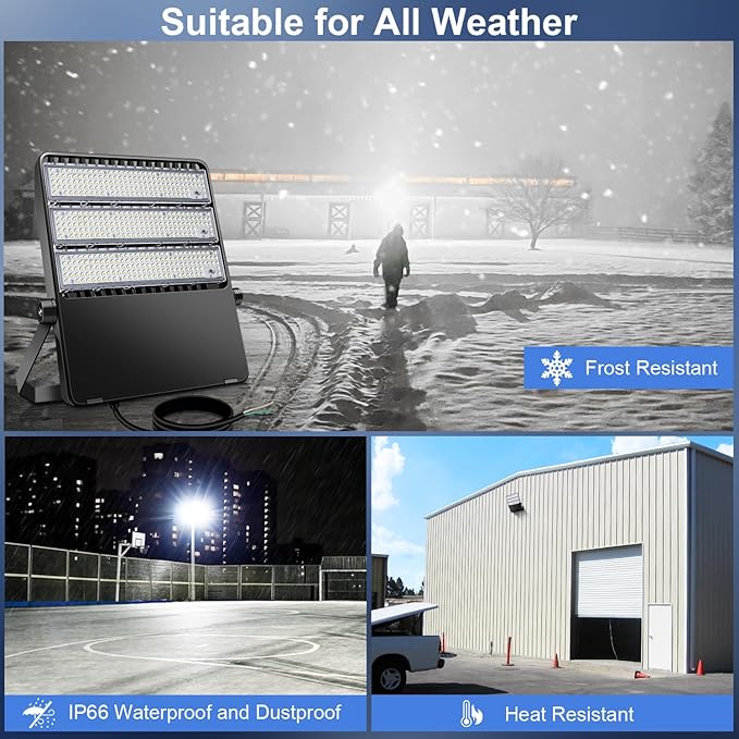 Outdoor LED Stadium Flood Lights 2400W Equivalent Super Bright 52200LM Wall Mount 360W Parking lot Commercial Lighting for Basketball Court Arena Barn 5500K 85-277V Waterproof Yard lamp