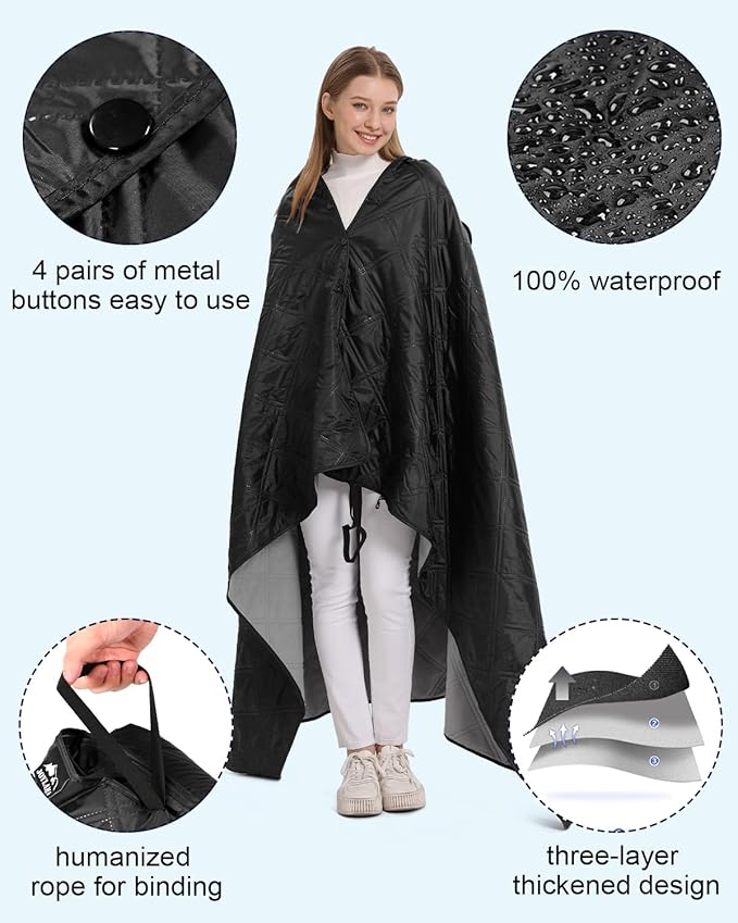Outdoor Camping Blanket Fleece Waterproof Stadium Blanket with Portable Bag Lightweight for Cold Weather Sports Pet Beach Picnic Stadium Travel Car 79 * 54inch