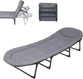 Chaise Lounge Chair Folding Cot 6-Angle Adjustable Camping Cot with Mattress for Patio and Beach Foldable Bed Portable Heavy Duty Lay Flat Reclining with Pillow (Grey XL - 80)