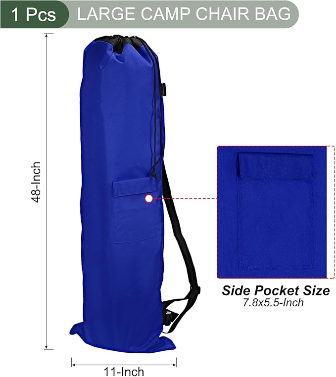 YOKIVE 900D Camp Chair Replacement Bag Oxford Camping Carry Bag with Side Pocket | Store Portable Fold-Up Camping Chair Great for Camping Blue (47)