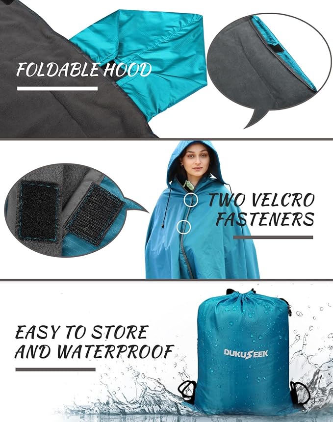 Outdoor Waterproof Camping Blanket - Hooded Fleece Windproof Blanket for Stadium Sporting Events Concert Picnic Car Boat - Packable Camp Blanket for Cold Weather Camping Gear Must Haves…