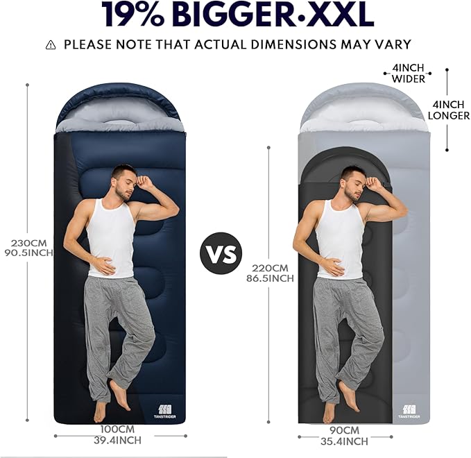 XXL Winter Sleeping Bags for Adults Cold WeatherCamping Sleeping Bag for Kids with Compression Sack4 Season Camping Essentials Gear for HikingTravelingOutdoorBackpackingClimbing