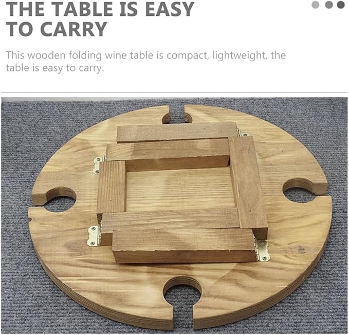ARTIBETTER Folding Picnic Table with Bottle Rack Wooden Beach Table Mini Foldable Low Camping Desk for Travel and BBQ