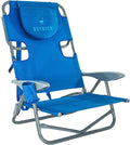 Ostrich the Heavy-Duty Backpacker Portable Beach Chair with Face Hole Adjustable Lounge Chair with Face Opening Cup Holder &amp 325lb Capacity Blue