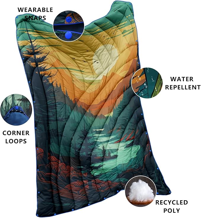 Camping BlanketPuffy Printed Camp Blankets Lightweight Packable for Outdoor CampingTraveling Stadium Hiking Picnics