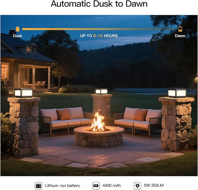 Solar Post Lights 9.8 Modern Pillar Lights Outdoor Dusk to Dawn Column Light Waterproof 3000K Square Lamp Fence Posts Cap LED Light Landscape Lighting for Patio Garden Deck Outside Columns