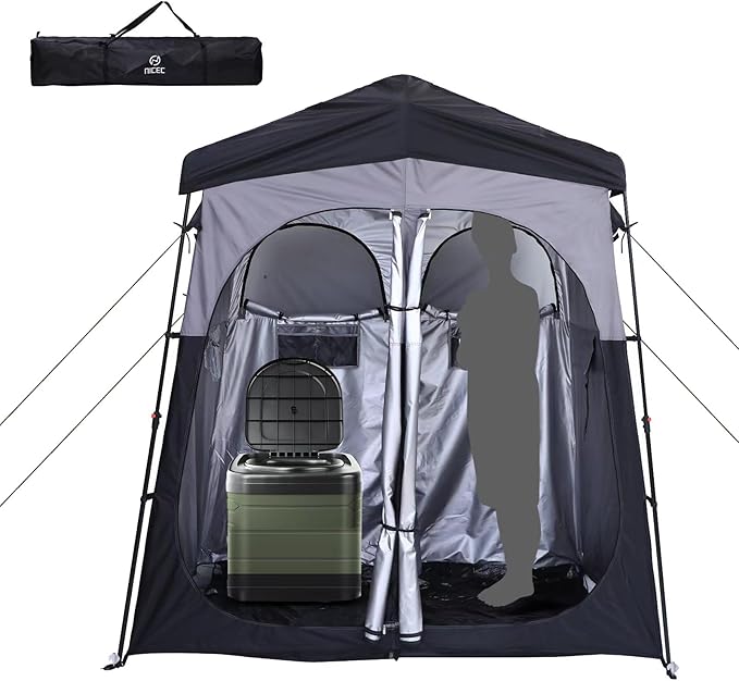 Nice C Camping Shower Tent Instant Pop Up Privacy Changing Tent Outdoor Shower Enclosure Toilet Tents Camping Bathroom Oversize (2 Room)
