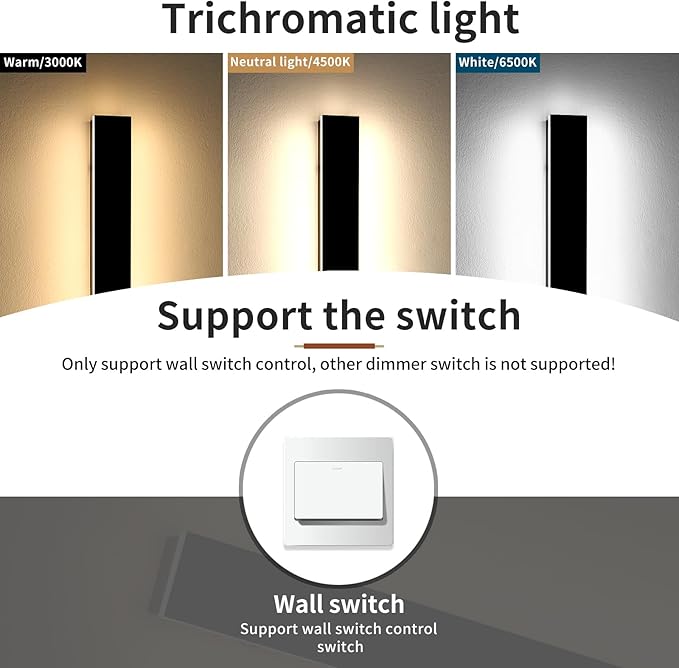 Modern Outdoor Wall Light Fixture 57inch Long Linear LED Sconces 3 Color 3000K/4500K/6000K IP65 Waterproof 50W White Acrylic Exterior Wall Mount Lighting for House Patio Garage