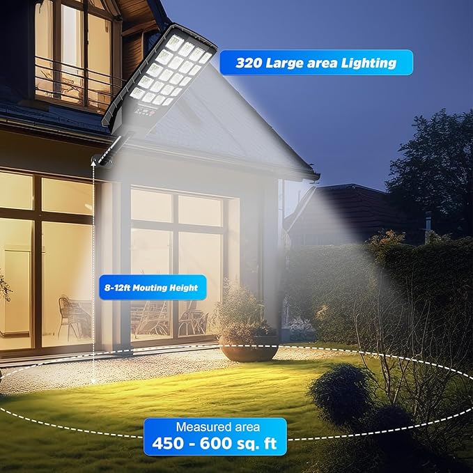 4 Pack Solar Street Lights Outdoor Waterproof 6500K 20000LM Wide Angle Solar Powered Flood Light with Motion Sensor &amp Remote ControlDusk to Dawn Commercial Solar Outdoor Light for Parking Lot