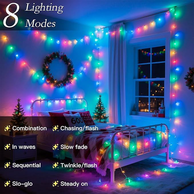 132FT 400 LED Christmas Tree Lights Bright Multicolor Outdoor Christmas String Lights for House Fairy Lights with 8 Modes Waterproof &amp Durable Indoor Outdoor Decor Timer Included