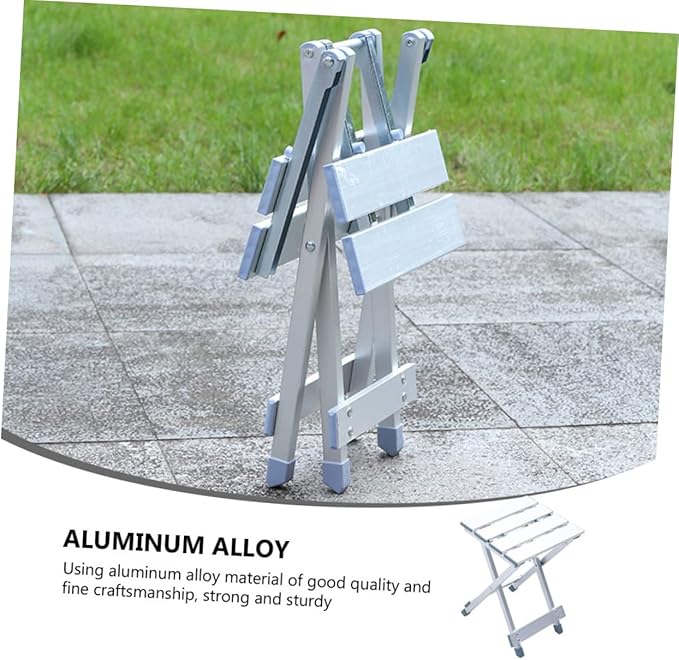 KICHOUSE Compact Folding Camping Stool Lightweight Aluminum Stool Easy to Carry for Home Use