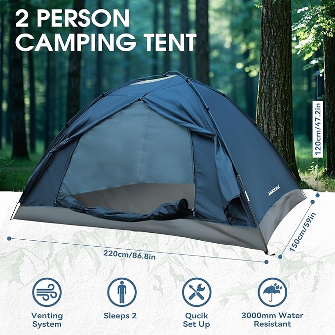 1/2/4 Person Camping Tent - Lightweight Backpacking Tent Waterproof Windproof Easy Setup Hiking Tent Suitable for Outdoor Family Camping Hunting Mountaineering Travel