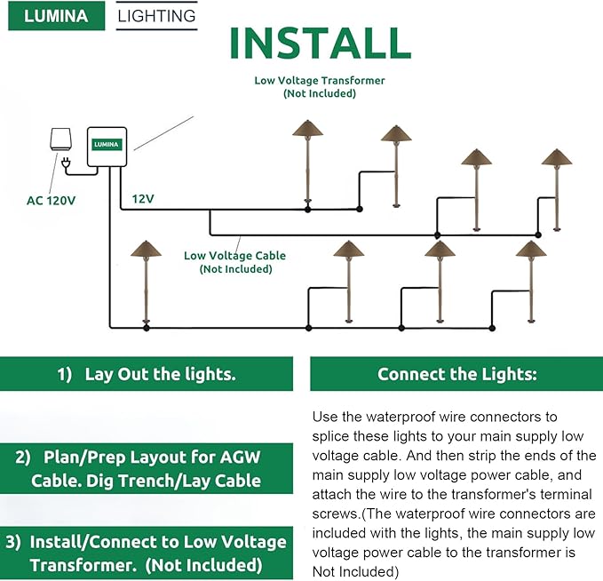Lumina Lighting® Low Voltage Landscape Lighting Cast-Aluminum Path and Area Light Warm White 3W G4 LED Bulb and ABS Ground Stake Included for Yard Walkway Lawn PAL0105-BZLED4 (Bronze 4-Pack)