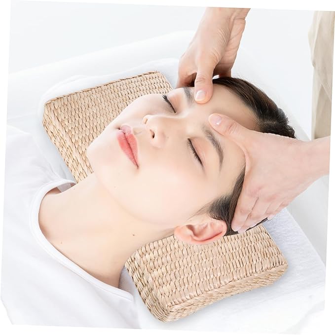 Healifty Cooling Straw Woven Sleeping Pillow for Sweat Steam Rooms Neck Support for Comfortable Sleep Handmade Design for Health and Wellness