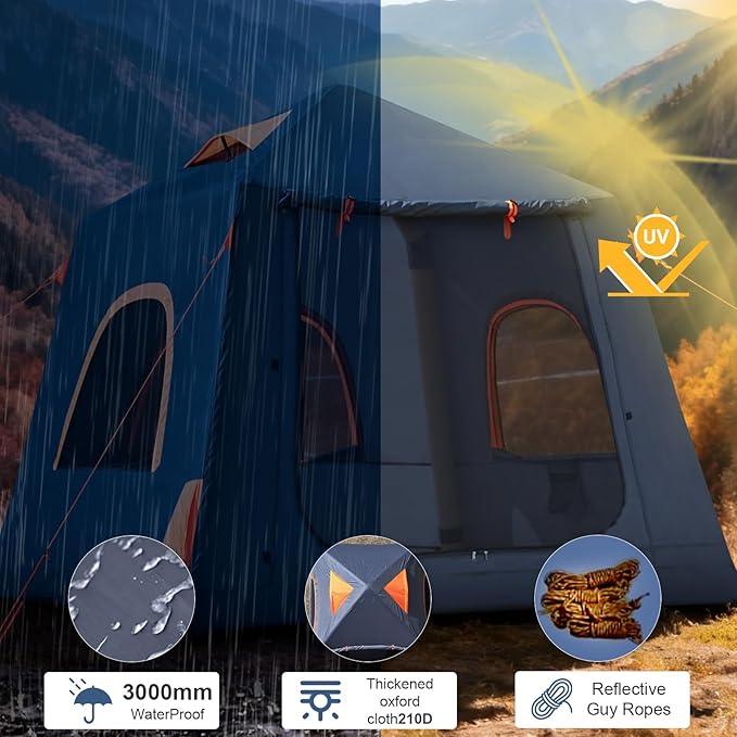 Inflatable Tents for Camping2/4 Person Easy Setup Blow Up Tents for 4 Seasons Waterproof InflatableTent for Camping Air Glamping Tents for Camping Adult