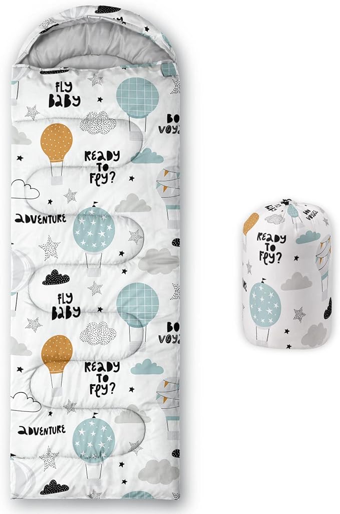 Kids Sleeping Bag for Boys GirlsHot Air Balloon-Lightweight Warm Portable Outdoor Indoor-Waterproof Cold Weather Resistant Sleeping Bag for Camping Hiking(Hot Air Balloon2)