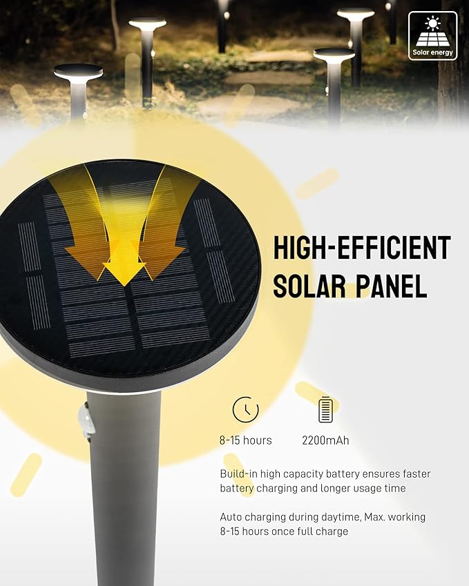 Yoolax Solar Pathway Lights Outdoor Motion Sensor Landscape Lights 2 Pack Waterproof Dusk to Dawn Path Lights for Garden Patio Yard Driveway (Black)