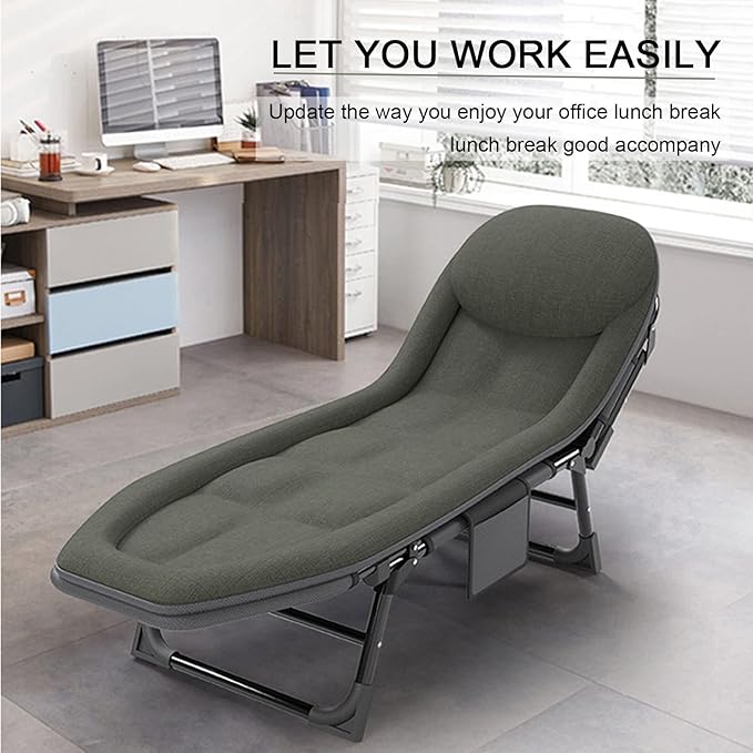 Camping Cot for Adults with Cushion Portable Folding Cot 5-Position Chaise Lounge Chair for Outdoor Camping Pool Beach Patio Relaxation