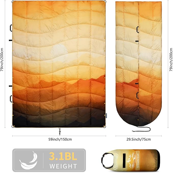 Camping Blanket Puffy Blankets Lightweight Windproof Resistant for OutdoorsHiking BackpackingCarPicnicStadium