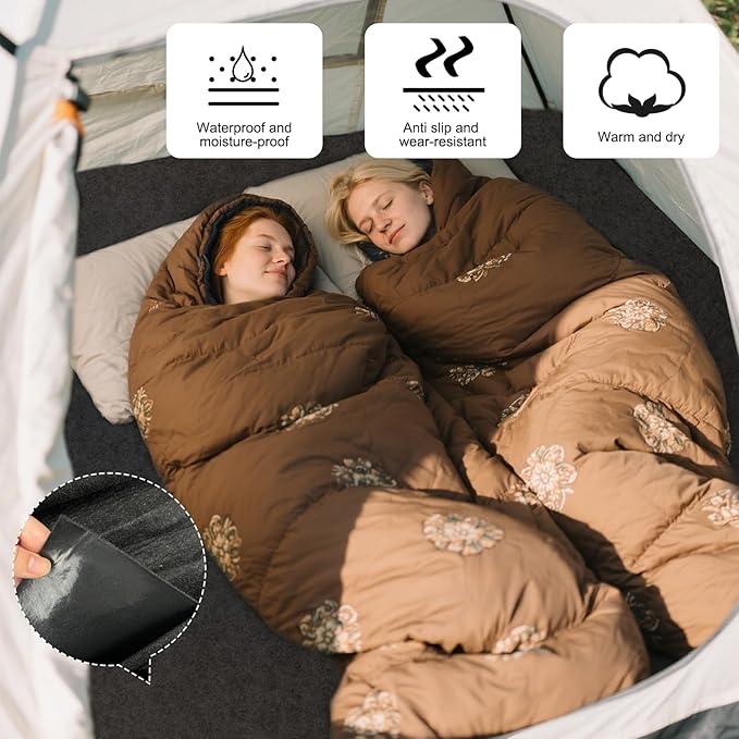 CIEOVO 6.23 X 5 Ft Camping Tent Carpet Mat Waterproof Rug for Tent Picnic Hiking Outdoor Survival Black