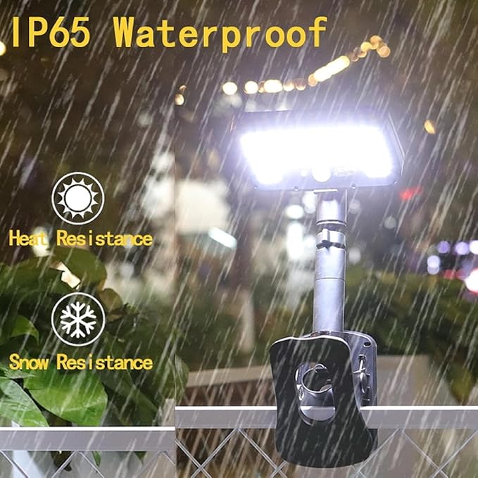ASLIDECOR Solar Clip On Lights Outdoor Motion Sensor Security Light 92 LED with 600LM Brightness and 3 Modes Waterproof Fence Clip Light for Deck Gutter TentCampingCamper Awning(2)