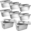 Stainless Steam Hotel Pan1/3 Size 6 Inch Deep Steam Table Pan with Lid 8 Pack 0.8 mm Thick Anti Jam Pan Stainless Steel Steamer Pan for Commercial Party RestaurantHotel
