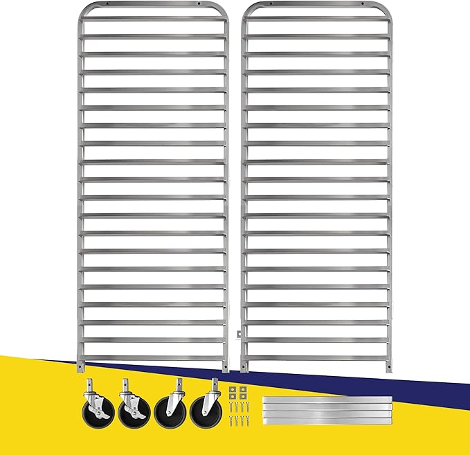 20-Tier Sheet Pan Rack NSF Bun Pan Rack Aluminum Bakery Rack Home Commercial Kitchen Bakery Cooling Rack 4 Wheels