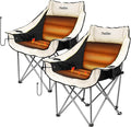 Heated Oversized Camping Chair for Adults Portable Folding Padded Chair with 3 Heat Levels Cup Holder Side Pocket and Carry Bag for Camping Outdoor Sports Picnic Black 2 Pack Set Supports up to 450lbs