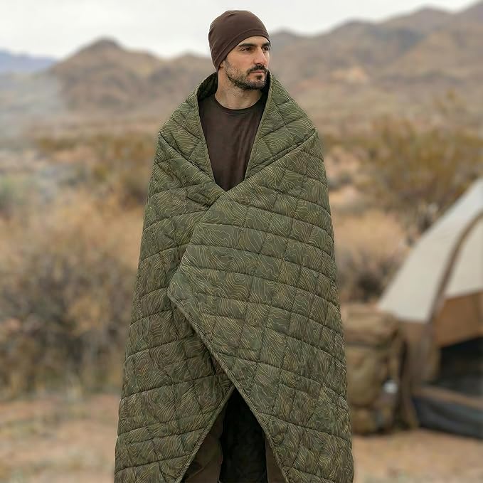 LOOGU Camo Blanket Waterproof Insulation Poncho Liner for Outdoor Camping Hiking Hunting Survival Backpacking Picnicking