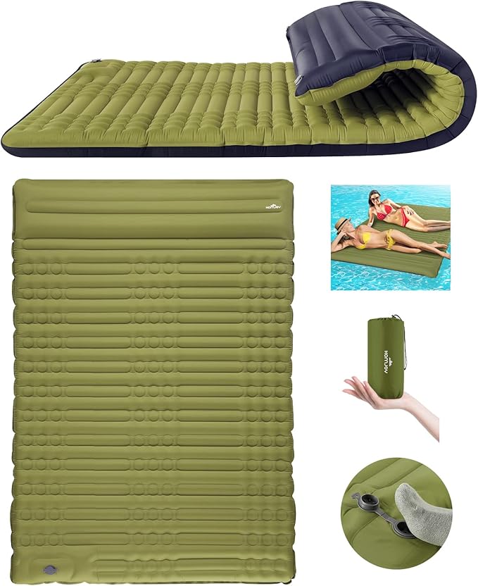 Megior Camping Sleeping Pad Extra Thickness 4 Inch Inflatable Sleeping Mat Lightweight Waterproof Camping with Built-in Air Pump Air Mattress for Backpacking Hiking Tent Traveling