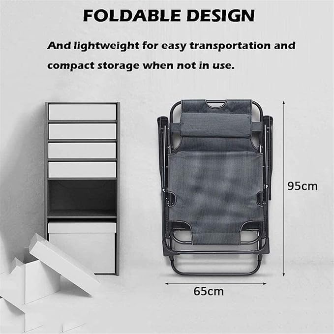 Outdoor Folding Recliner Deck Chair for Garden Beach Patio Comfortable Rocking Sunbathing Lounge Chair