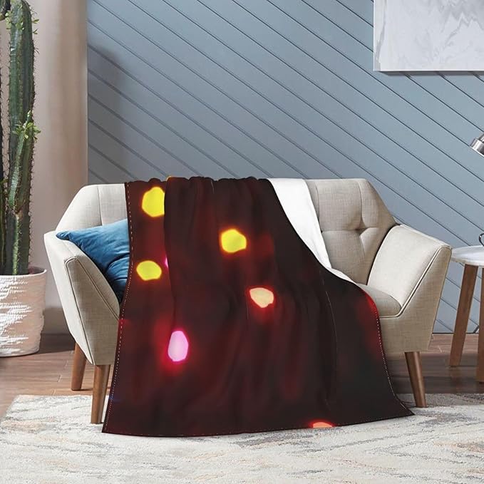 60X50 Christmas Lights Glowing Lightweight Flannel Blanket - Soft and Breathable Polyester Suitable for Travel Camping and Home Decoration