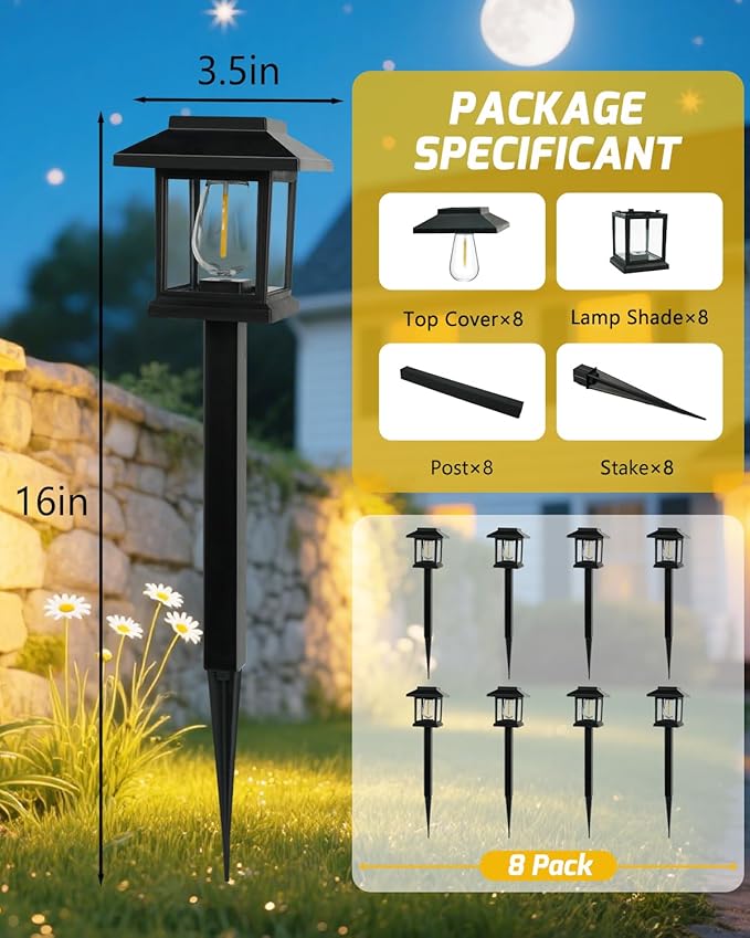 Albelt Solar Pathyway Lights Outdoor 8 Pack Waterproof Solar Garden Lights with Auto On/Off Landscape Lighting for Garden Yard Pathway Patio Driveway Decor