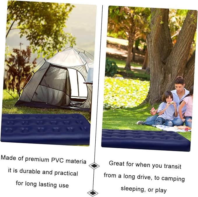 1Pc Mattress Single Inflatable Sleeping Mat for Camping Travel and Outdoor Use Comfortable Flocking Design Compact Easy to Carry for Sleepovers