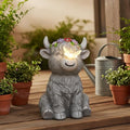 Solar Highland Cow Garden Statue with Glowing Butterfly Outdoor Highland Cow Decorations for Patio Yard Lawn Ornaments Gifts for Mom/Grandma Birthday Housewarming