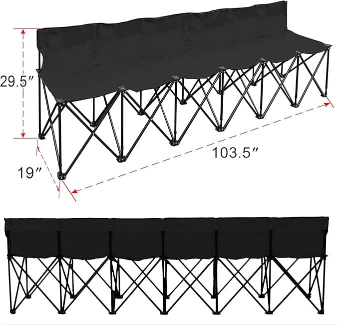 Strong Camel Portable 6 Seater Team Sports Sideline Bench Sits Outdoor Waterproof Folding Foldable